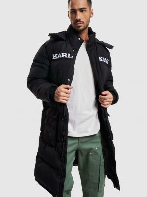 Длинное пальто с капюшоном ретро Karl Kani черное