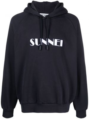 Pamučna hoodie s kapuljačom s printom Sunnei plava
