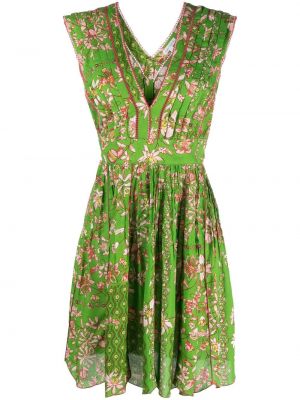 Sukienka bez rękawów z wiskozy w kwiatki Poupette St Barth - zielony