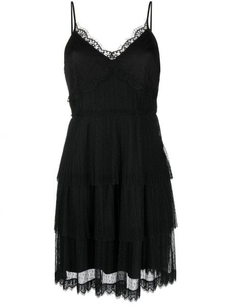 Прозрачна вечерна рокля с дантела Twinset черно