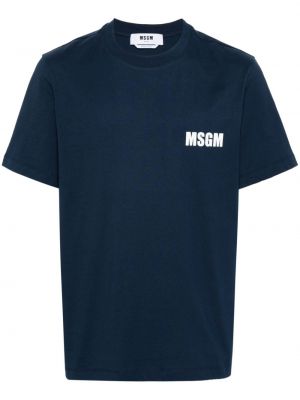 T-shirt en coton à imprimé Msgm bleu