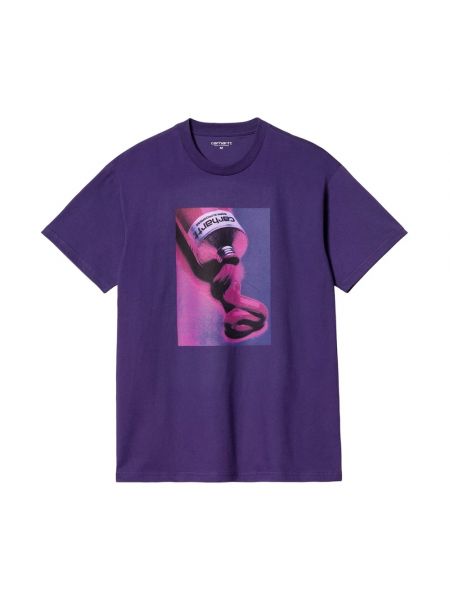 Koszulka z krótkim rękawem w miejskim stylu Carhartt Wip fioletowa