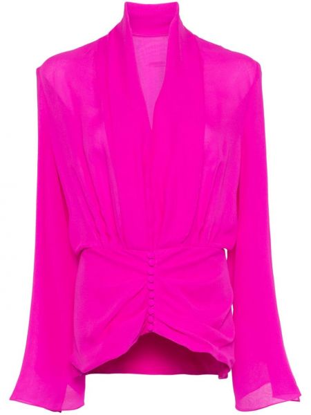 Копринена блуза с копчета Costarellos розово