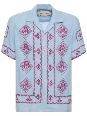 Camicia ricamata di cotone Baziszt blu