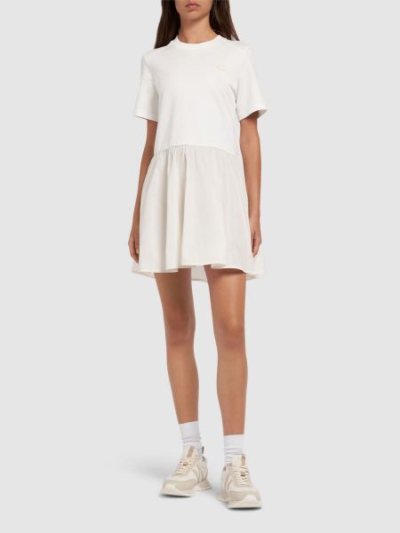 Pamučna mini haljina Moncler bijela