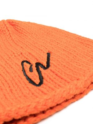 Vlněný čepice s výšivkou Greg Lauren oranžový