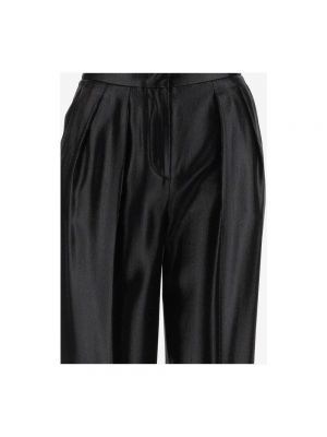 Pantalones de cintura alta de raso con cremallera Giorgio Armani negro