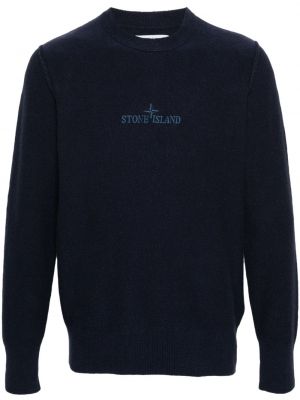 Пуловер бродиран Stone Island синьо