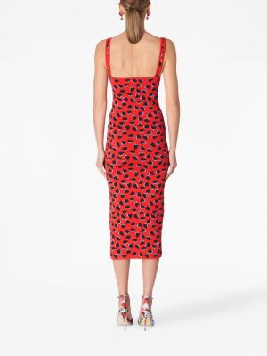 Midi šaty s potiskem se srdcovým vzorem Carolina Herrera červené