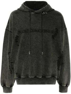 Pamučna hoodie s kapuljačom s izrezima Feng Chen Wang siva