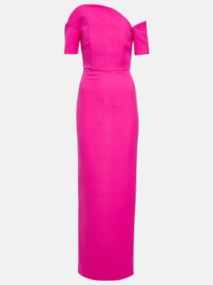 Asymetrické vlněné dlouhé šaty Roland Mouret růžové