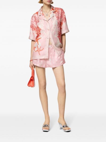 Stern satin shorts mit print Versace pink