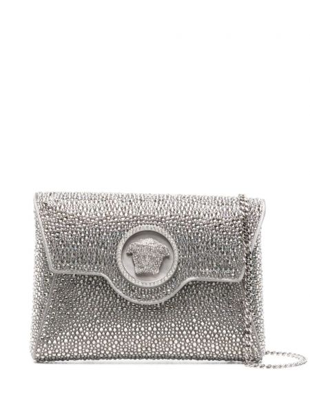 Clutch torbica s kristalima Versace srebrena