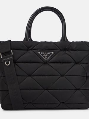 Ватирани найлонови шопинг чанта Prada черно