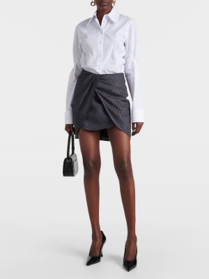 Mini spódniczka wełniana w paski asymetryczna Off-white