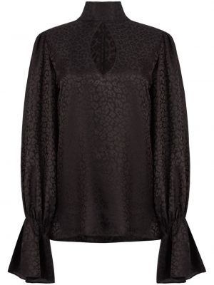Bluză din satin cu imagine cu model leopard Nina Ricci negru