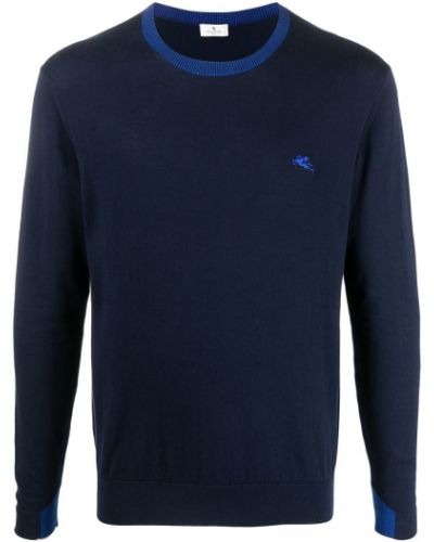 Jersey con bordado de tela jersey Etro azul