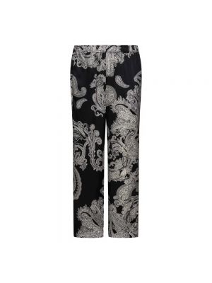 Jedwabne spodnie sportowe z nadrukiem z wzorem paisley Balmain czarne
