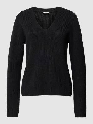 Dzianinowy sweter z dekoltem w serek S.oliver Black Label czarny