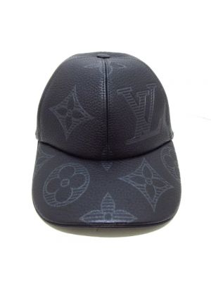 Czarna czapka skórzana Louis Vuitton Vintage