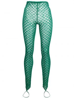 Csipkés átlátszó leggings Forte_forte zöld