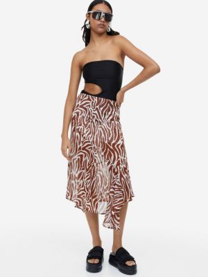 Асимметричная юбка из крепа с принтом зебра H&m коричневая