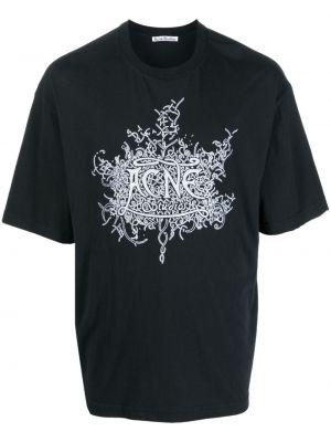 Bavlněné tričko s potiskem Acne Studios černé