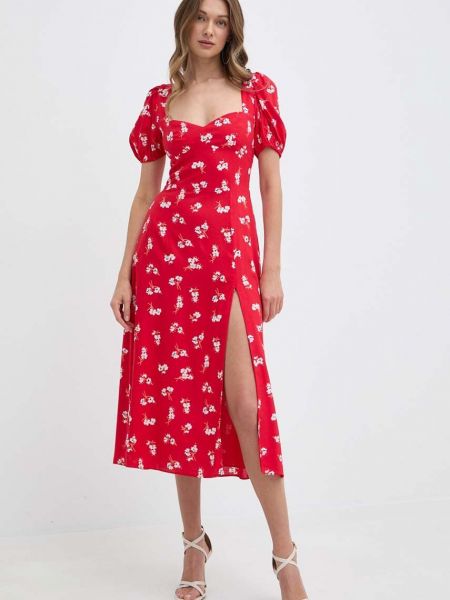 Czerwona sukienka midi Bardot