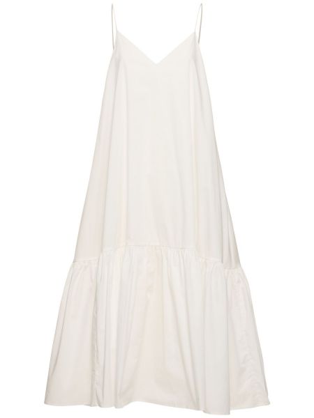 Βαμβακερή μίντι φόρεμα Anine Bing λευκό