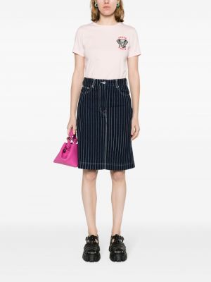 Medvilninis siuvinėtas marškinėliai Kenzo rožinė