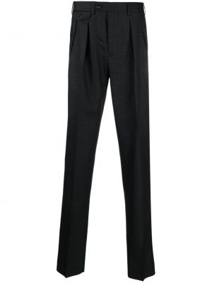 Kostkované slim fit vlněné rovné kalhoty Lardini šedé