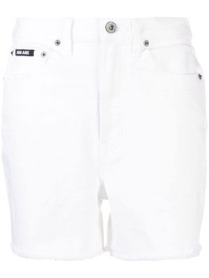 Shorts di jeans a vita alta Dkny bianco
