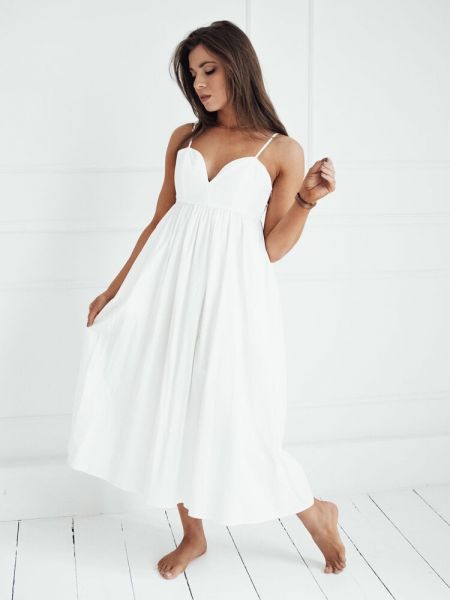 Μίντι φόρεμα Dstreet λευκό