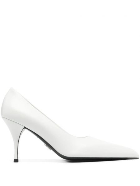 Кожени полуотворени обувки Prada бяло