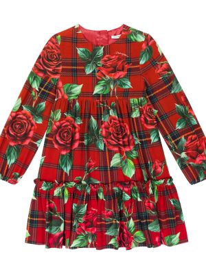 Sjekket floral dress for jenter Dolce&gabbana Kids rød