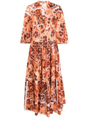 Памучна рокля на цветя с принт Vivetta оранжево