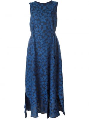 Hedvábné rozšířené šaty s potiskem Julien David - modrá
