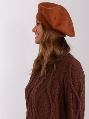 Pletený pletený baret Fashionhunters hnědý