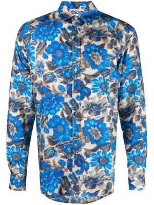 Svilena srajca s cvetličnim vzorcem s potiskom Moschino