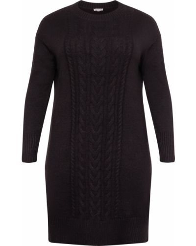 Jednofarebné bavlnené priliehavé pletené šaty Tom Tailor Women + - čierna