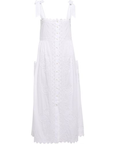 Bílé šaty ke kolenům bavlněné s výšivkou Juliet Dunn
