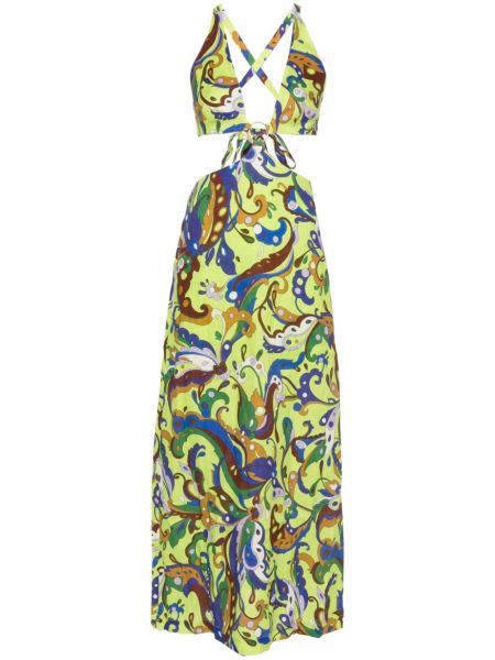 Dlouhé šaty s paisley potiskem Alemais zelené