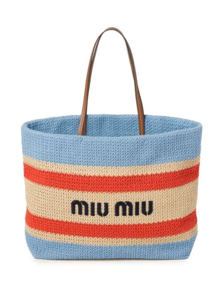 Плетени шопинг чанта Miu Miu