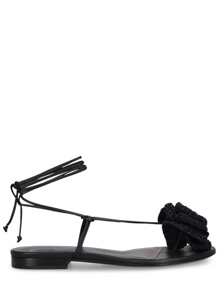Kožené sandály bez podpatku Magda Butrym černé
