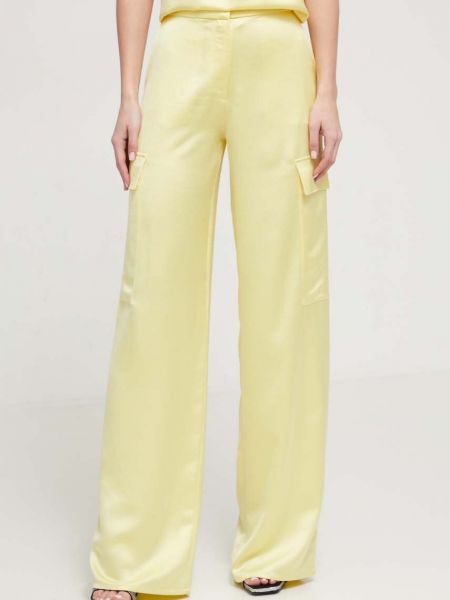 Pantaloni cu talie înaltă Hugo galben
