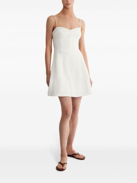 Bavlněné lněné mini šaty 12 Storeez bílé