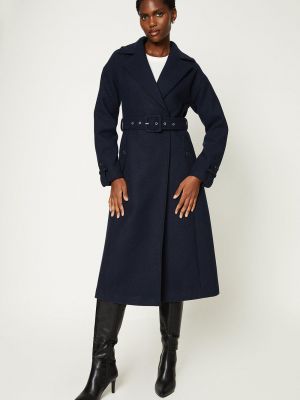 Шерстяное длинное пальто Wallis синее