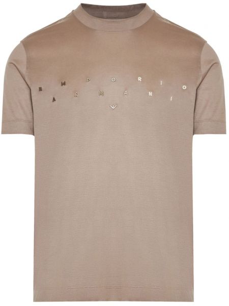 T-krekls ar izšuvumiem ar apaļu kakla izgriezumu Emporio Armani bēšs