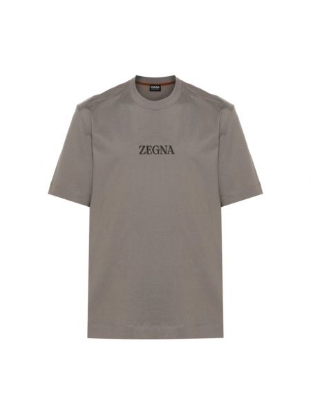 T-shirt aus baumwoll mit rundem ausschnitt Ermenegildo Zegna braun