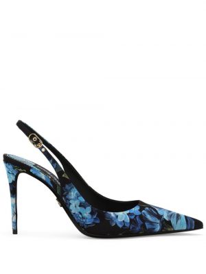 Полуотворени обувки на цветя с принт с отворена пета Dolce & Gabbana